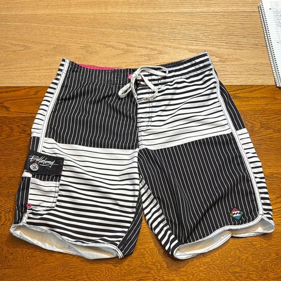 Billabong Other - Billabong Black and White Striped Board Shorts